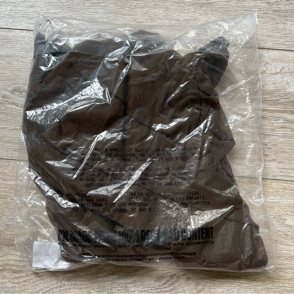 Princess Polly NWT Recycled Fibers Charvi Mesh Cap Sleeve Mini Dress Brown 2, 4 - Picture 4 of 7